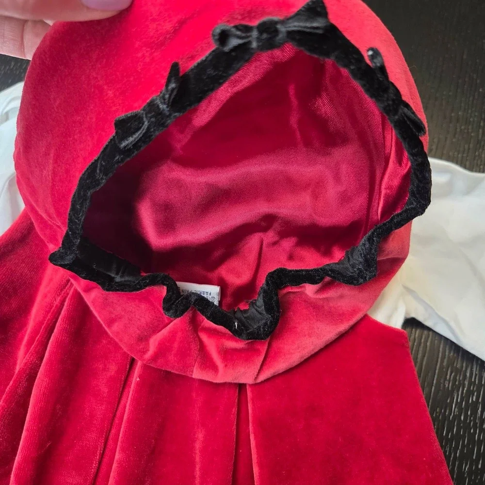 Vintage 1998 Gymboree Red Velvet Dress Set Beret Hat Blouse Infant 6-12 Months